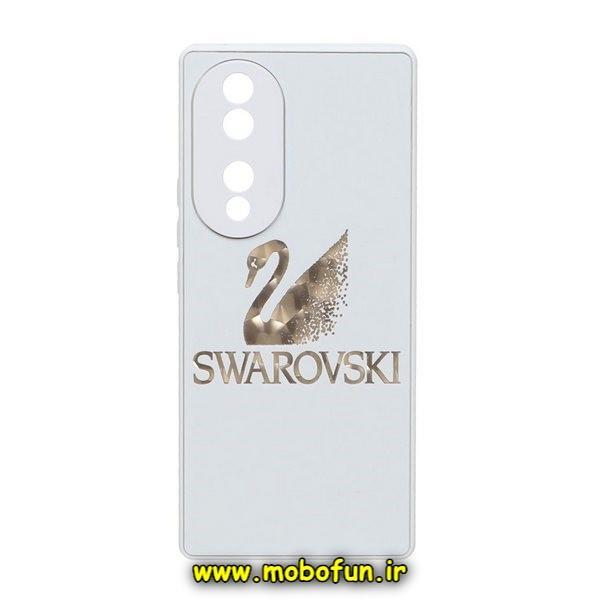 قاب گوشی Honor 70 آنر لاکچری دیزاین سواروسکی SWAROVSKI محافظ لنزدار سفید کد 30